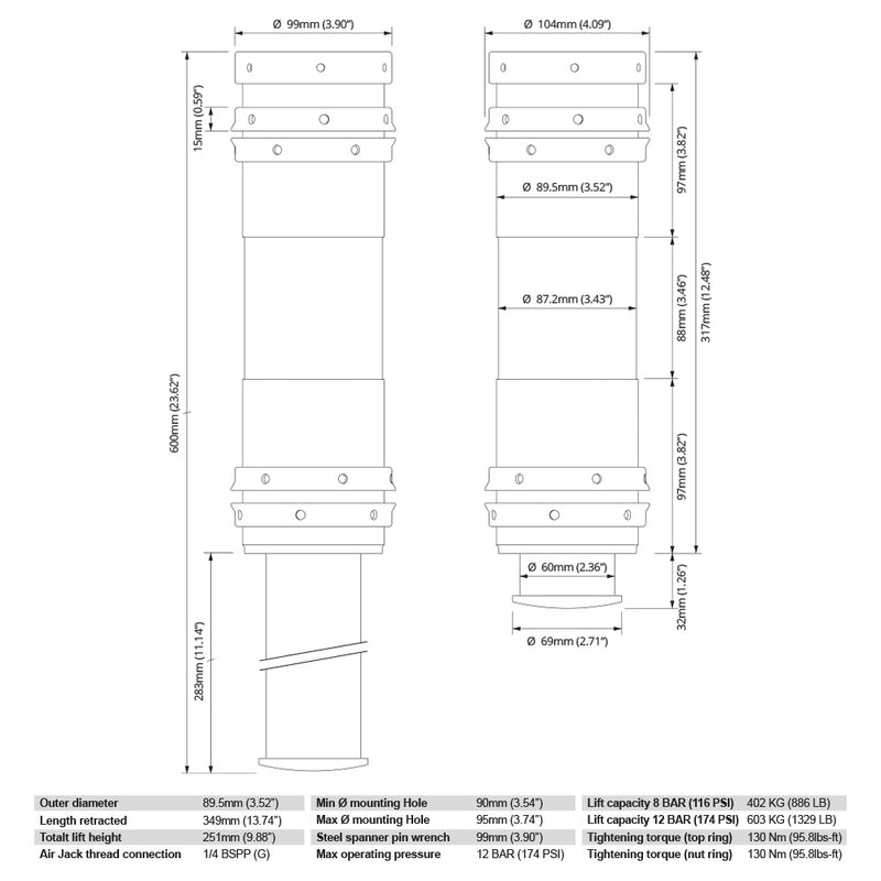 Air Jack 90 Competition Complete Set 4pc, 8bar